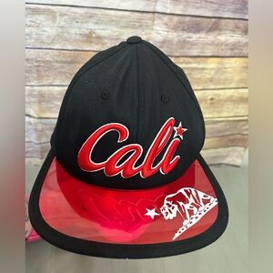 Cali California Bear Red Black Adjustable Baseball Cap Hat